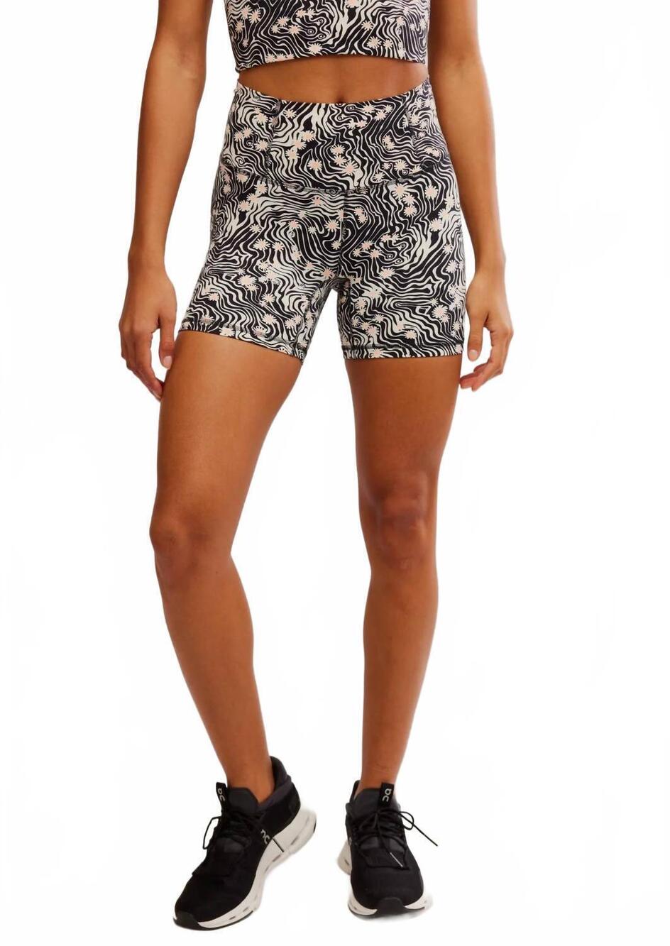 NEW FREE PEOPLE women's never better printed bike shorts in black